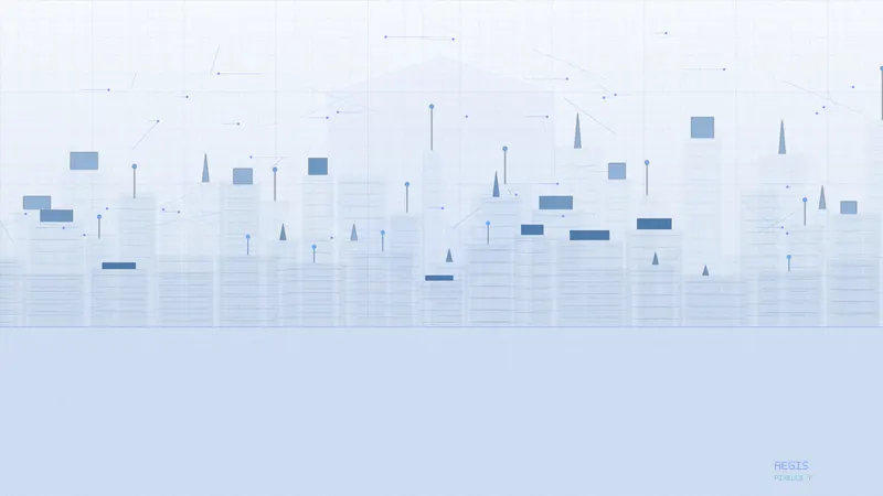 Blueprint skyline with circuit traces.